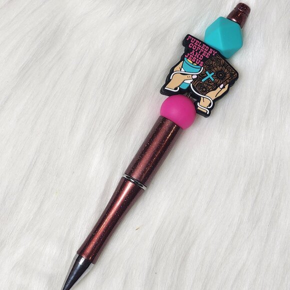 Fueled By Coffee and Jesus Silicone Beaded Ink Pen - Picture 1 of 1